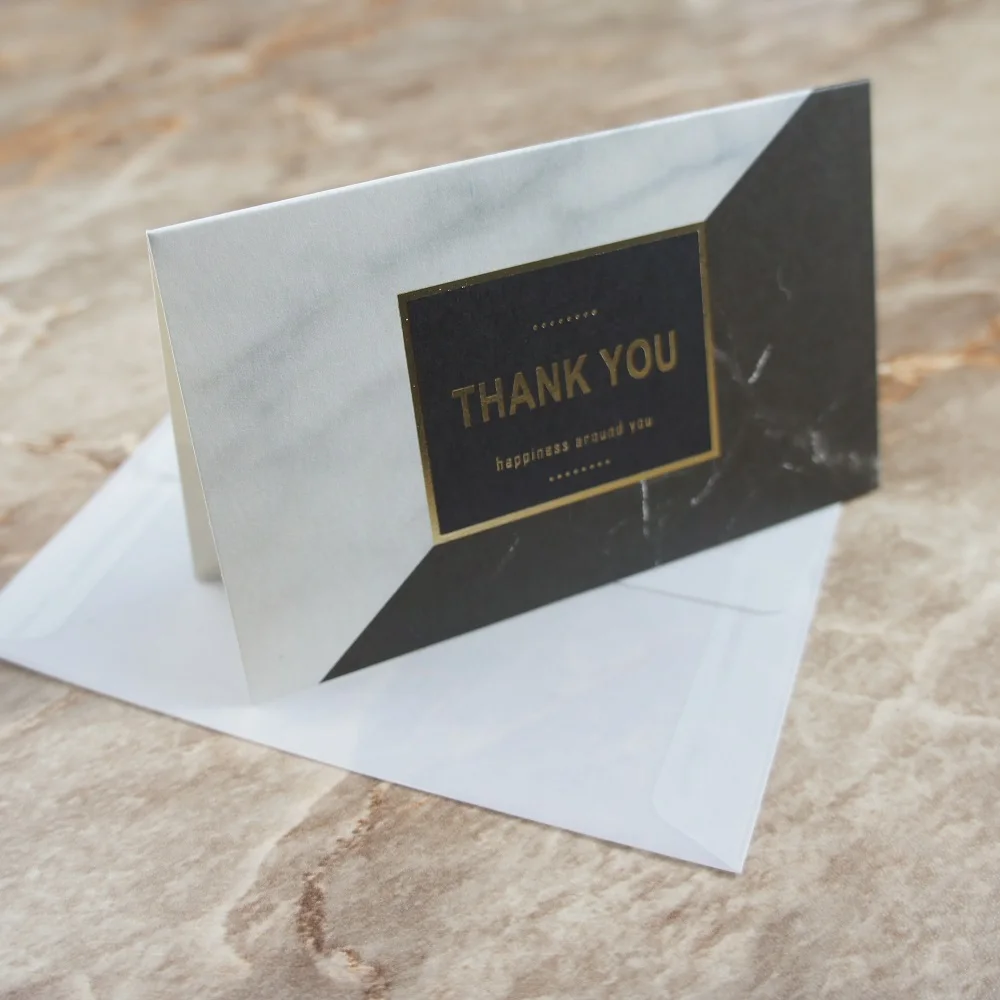 

multi-use 25pcs gold thank you marble Card with envelope Scrapbooking party invitation DIY Decor gift party card