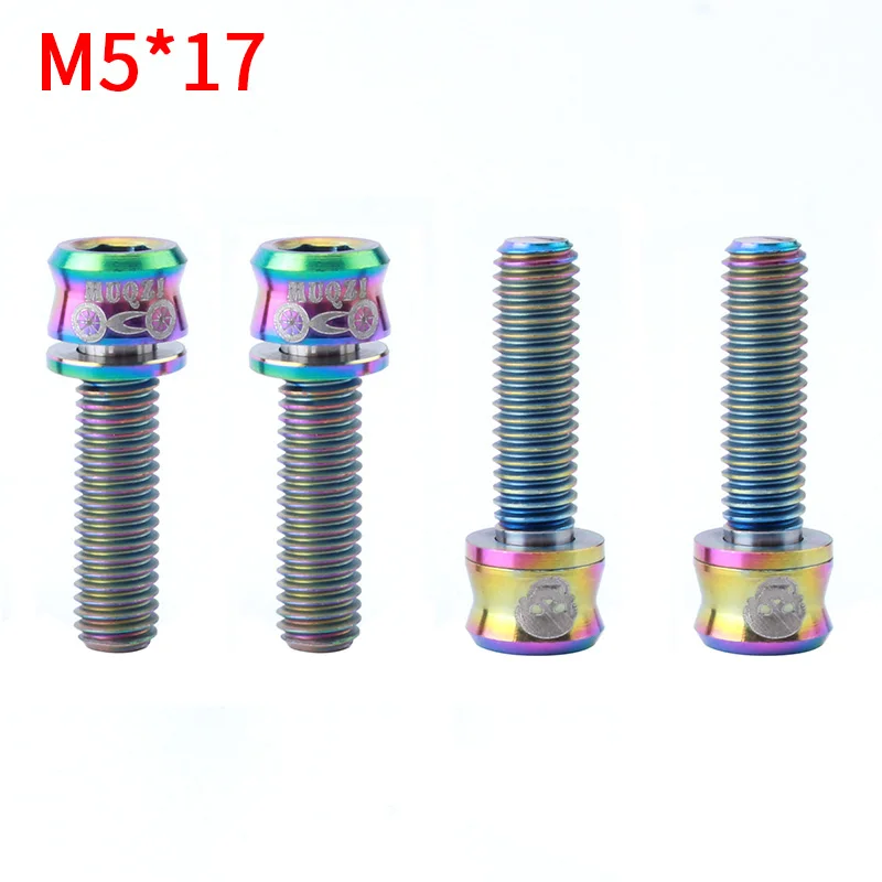 M5-17 color MUQZI, горный велосипед, шоссейный велосипед с фиксированной передачей, складной велосипед, руль, титановый сплав, винт M5* 15/17/19 - Цвет: M5-17 color