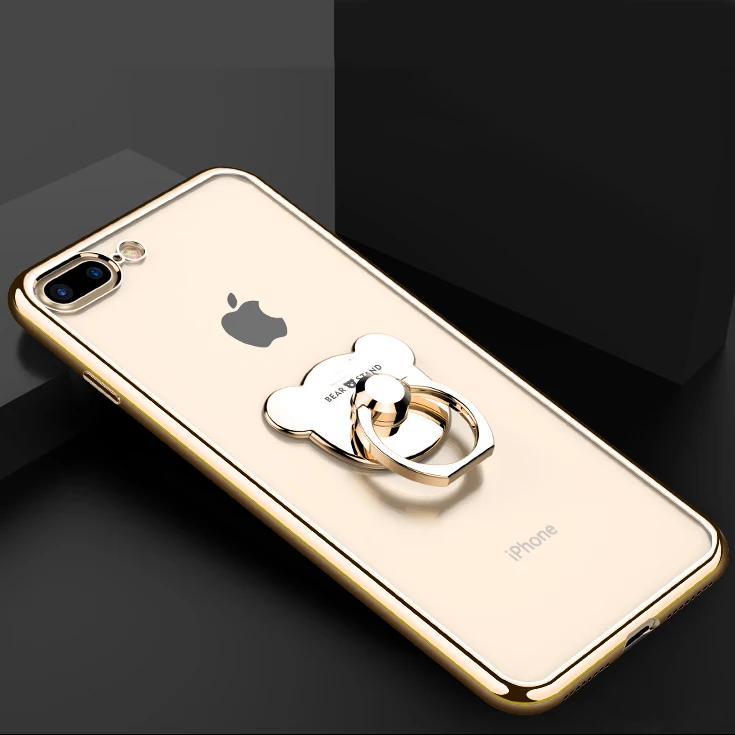 Чехол для iPhone 5 6 6S PlusCase чехлы с кольцом зеркальным медведем мягкие Роскошные