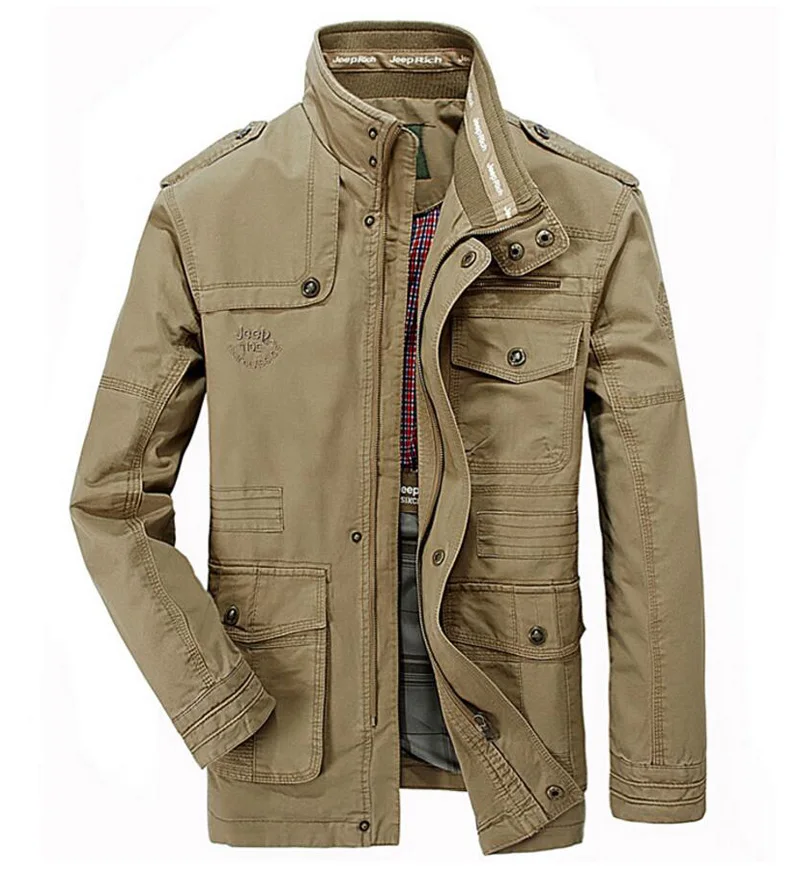 khaki Мужские ветровки 5xl 6xl 7xl 8xl мульти-карманные армейские военные хлопковые куртки-бомберы тонкие для мужчин уличные тренчи парки Пальто - Цвет: khaki