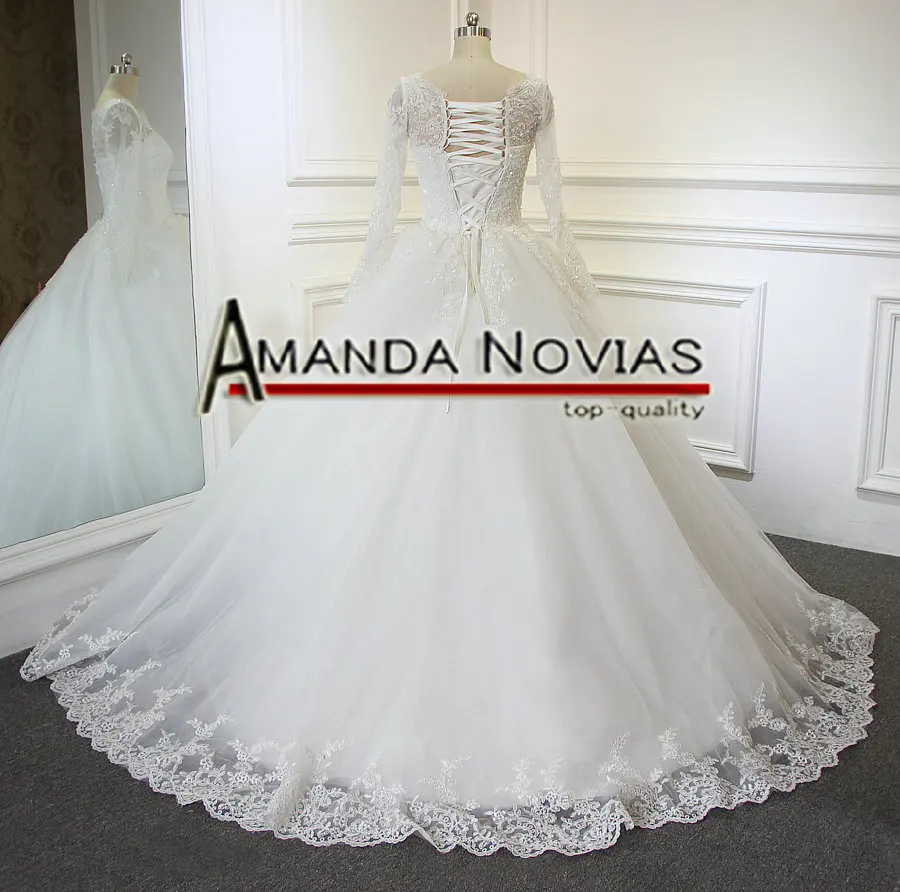 Vestido de noiva/Новое поступление, кружевное свадебное платье с длинными рукавами и маленьким шлейфом