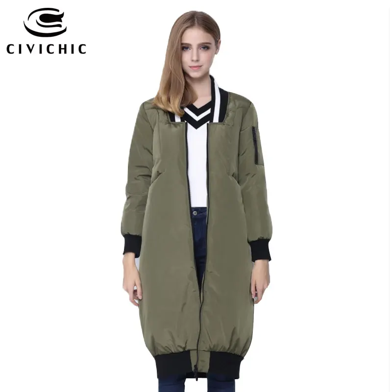 CIVICHIC Hot Sale Winter Lady Baseball Uniform Down Jacket Long Thicken Warm Parka Coat Casual Mid Eiderdown Clothing DC578 | Женская