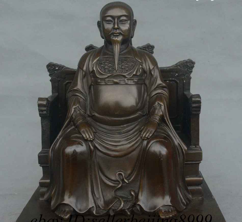 Chinese Pure Bronze WuDang Seat Taoism Rycunhua Zhenwu Xuanwu Emperor God Statue | Дом и сад