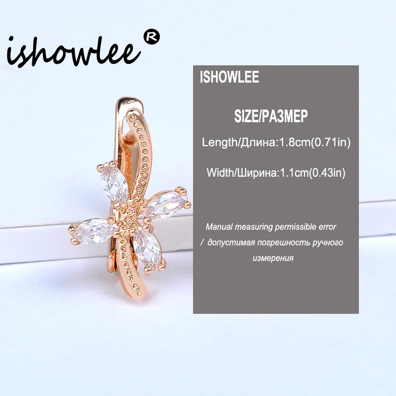 Женские серьги с четырьмя листочками isholee из розового золота 585 пробы синим и