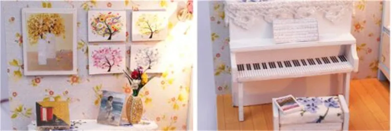 Mid Лето комната деревянный кукольный дом мебель Diy Дом собрать 3D миниатюрный кукольный домик наборы игрушки для детей подарок на день рождения