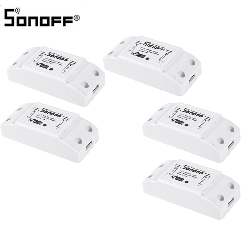 2PCS Sonoff базовый Wifi переключатель DIY Беспроводной Дистанционный Domotica светильник интеллектуальное реле для домашней автоматизации модуль контроллер с Alexa Google Home - Комплект: 2PCS