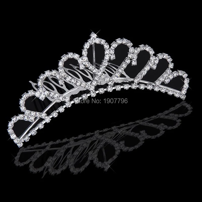 Тиара Корона со стразами для девочек ювелирная расческа волос свадьбы помолвки
