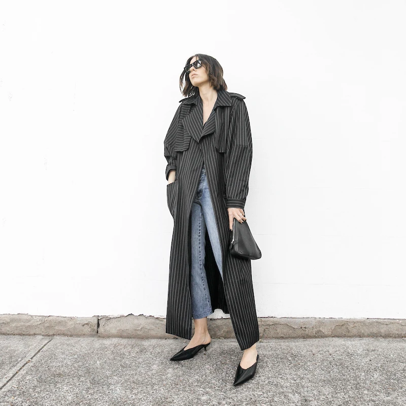 2019 New Autumn Fashion Women Clothes Eourpean High Street Striped Long Loose Spliced Notched Collar Female Jacket (E7) | Женская одежда
