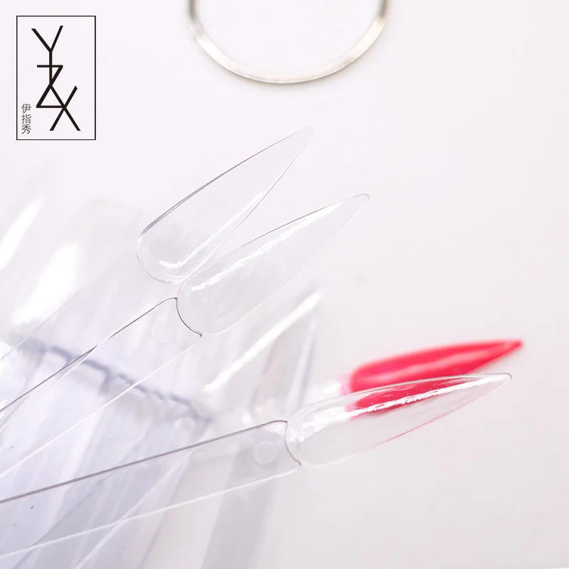 YZX Новое поступление 40 шт./упак. акриловые накладные ногти Советы вентилятор длинный острый палец полная карта 4 цвета показ практики дисплей УФ гель Инструмент