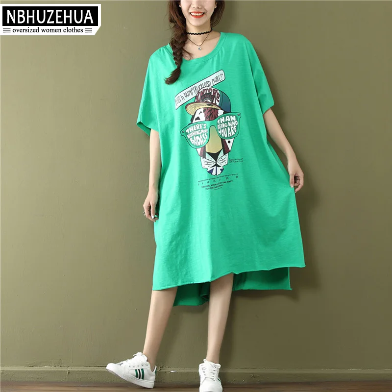 NBHUZEHUA 7G689 летние длинные женские Топы Harajuku Kawaii мультяшная Футболка с принтом