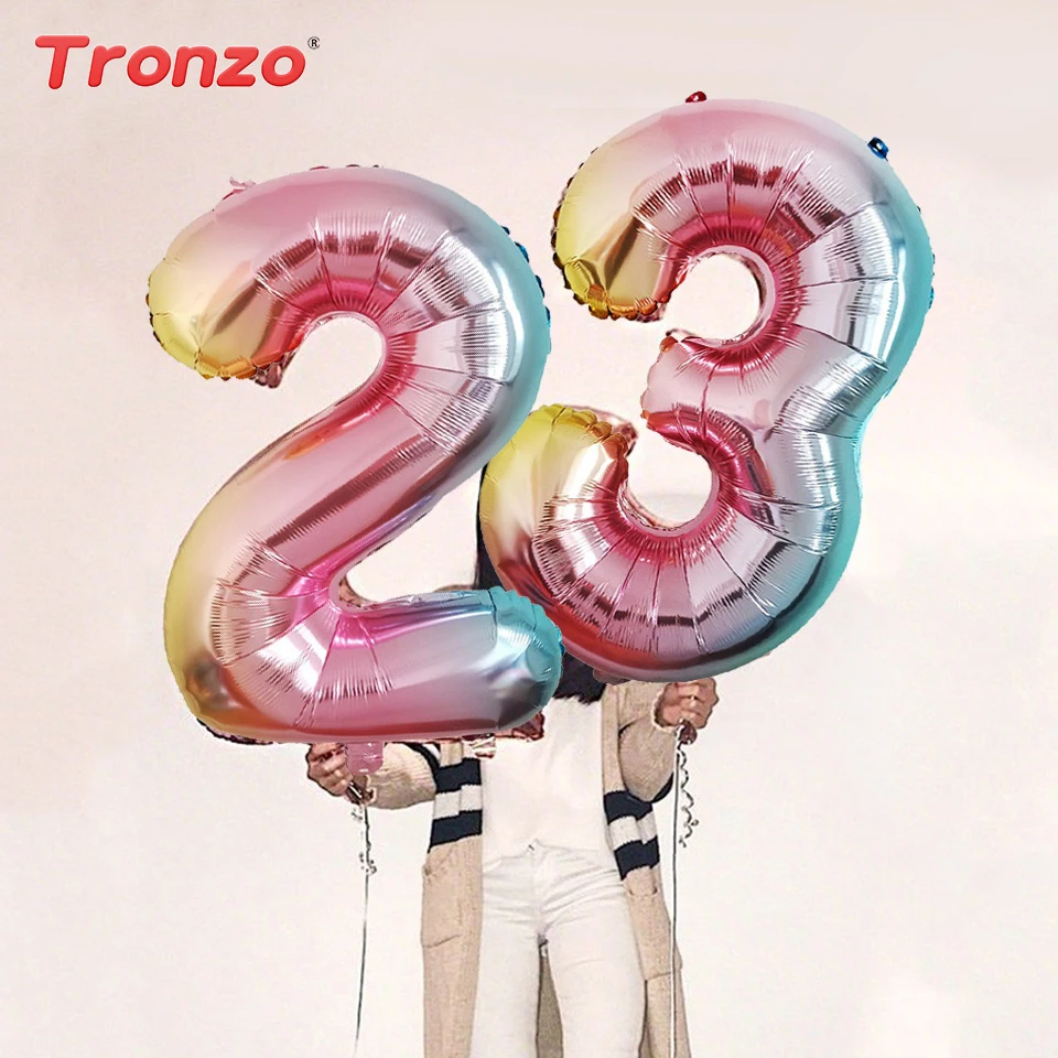Tronzo Фольга номер Шар 32 inch день рождения шары Радуга Шары Сердце Звезда 1 шт День