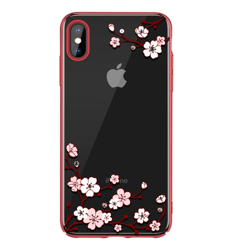 KINGXBAR для iPhone Xs Max цветок чехол тонкий прозрачный Макс крышка Роскошный Кристалл