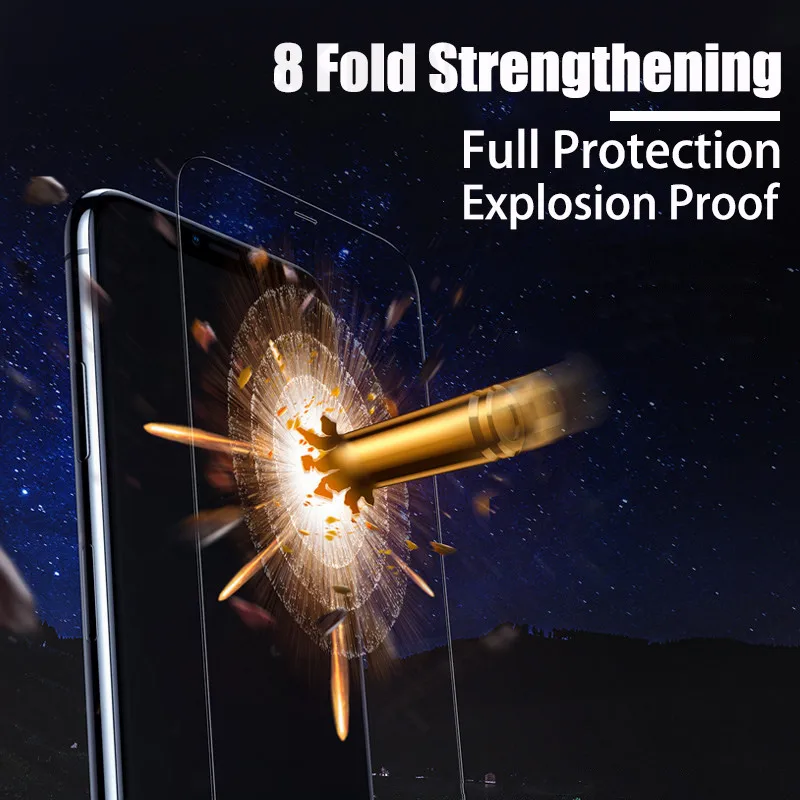 Полноэкранное взрывозащищенное Закаленное стекло для iPhone X XR XS MAX защита экрана 6S