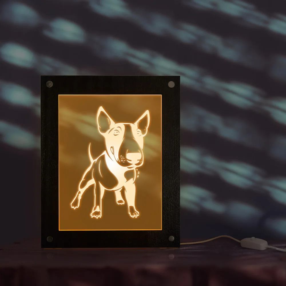 Bull Terrier собака 3D Волшебная Ночная лампа фоторамка детская комната СВЕТОДИОДНАЯ