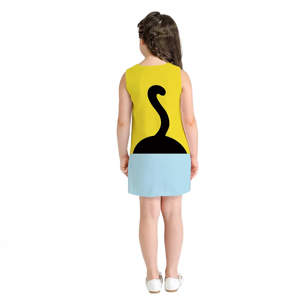 Teen Toddler Kid Girl Sleeveless 3D Cartoon Print O Neck Mini Dresses Casual Clothes High Quality Summer Outfits | Детская одежда и