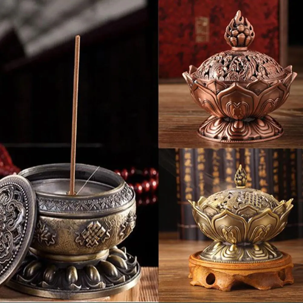 Мини Лотос Дизайн сплав благовония горелка китайский Будда ладана держатель