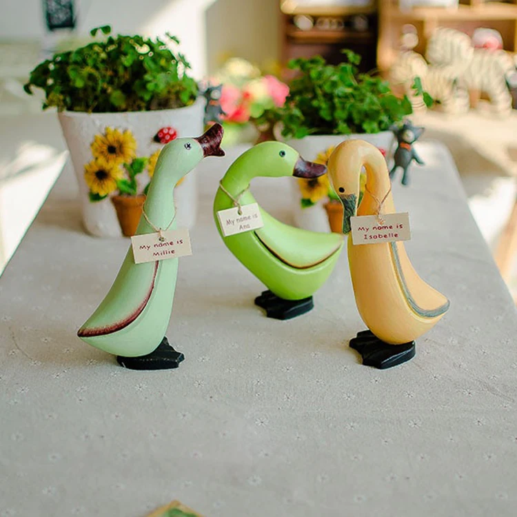 Creative cute wooden duck statue / miniature decoration sculpture wedding gift garden toy house model children's toys | Дом и сад