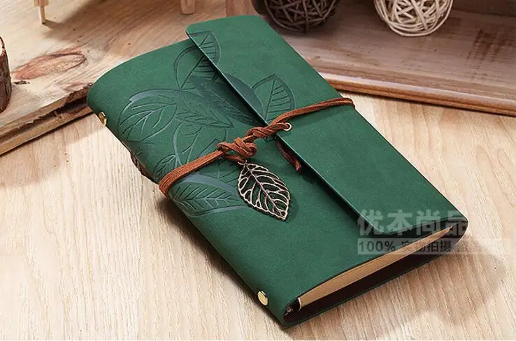 Dark green Горячая 8.5 дюймов Кленовый лист фотоальбом/дневник Тетрадь искусственная кожа 80 Простыни детские хаки Бумага Сталь вязка кольца lron листья 23.5x16.5 см - Цвет: Dark green
