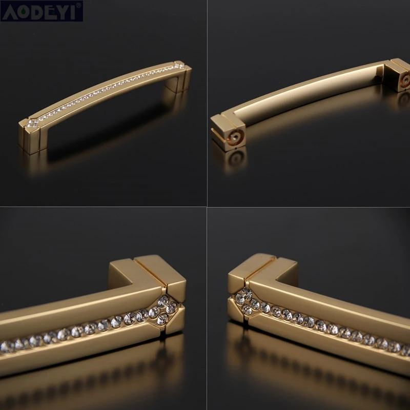 Ручки для шкафа 24K настоящая Золотая Чешская кристальная ручка для дверцы выдвижного ящика мебельные ручки никогда не выцветают золото и хром