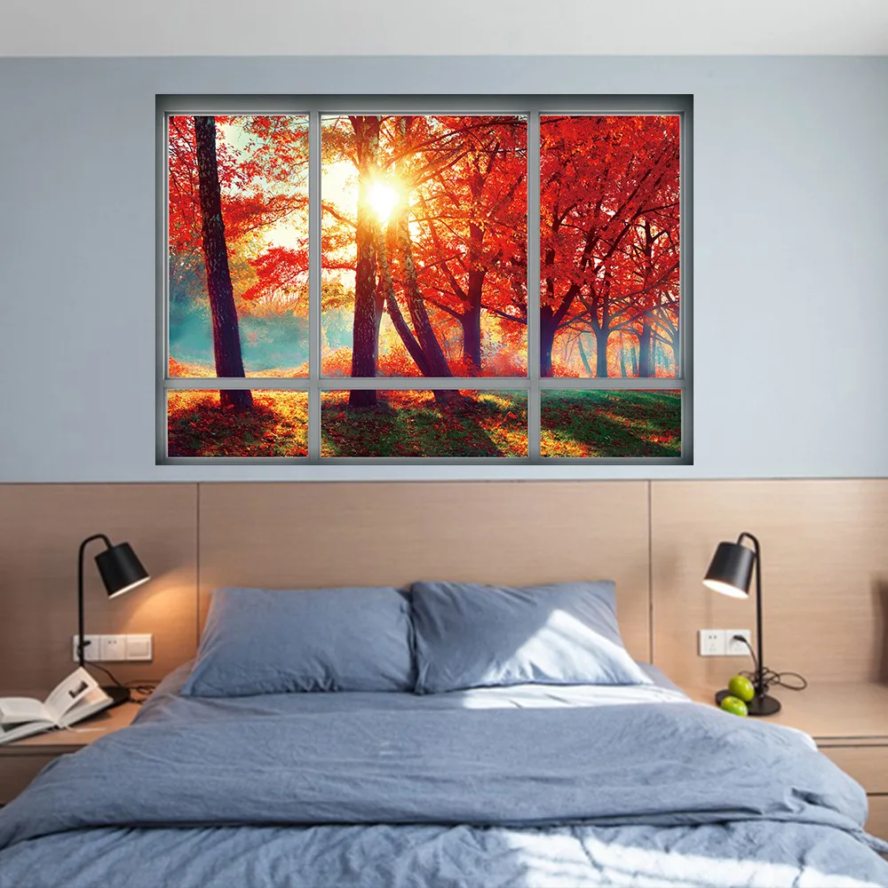 2018 Новый 3D Моделирование поддельные наклейки на окна стены для спальни Лаванда