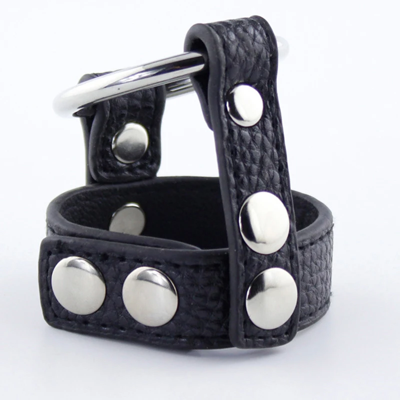 Регулируемый мошонку кожаный бондаж пояс кольцо для мужского пениса целомудрия