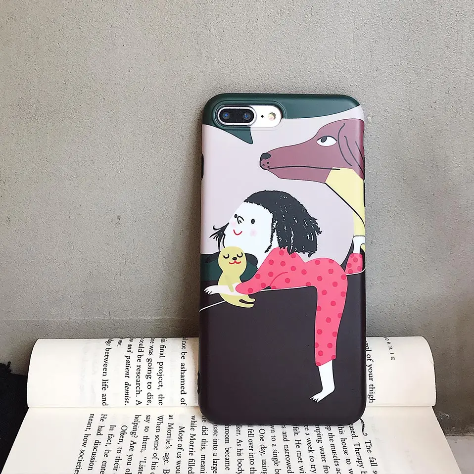 Simple illustration mobile phone case For iPhone 6 6S 7 8 Plus Drop-proof Back Covers iphone X Funda |