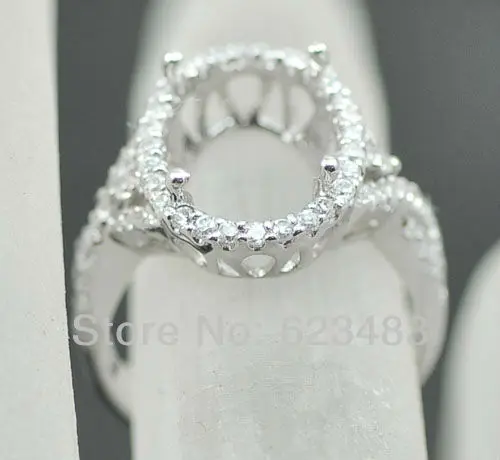 

SOLID 14K WHITE GOLD 10x13MM OVAL CUT SEMI MOUNT NATURAL DIAMOND RING