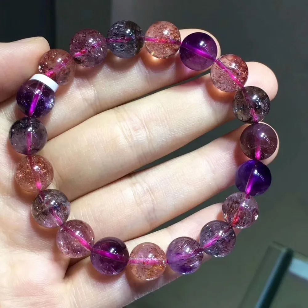 100% натуральный Lepidocrocite кварц 10 5 мм Женский Мужской стрейч супер 7 семь Мелодия