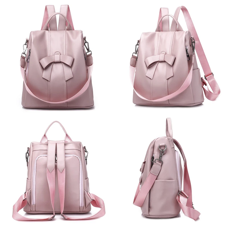 Новые розовые рюкзаки из искусственной кожи для девочек-подростков в Корейском