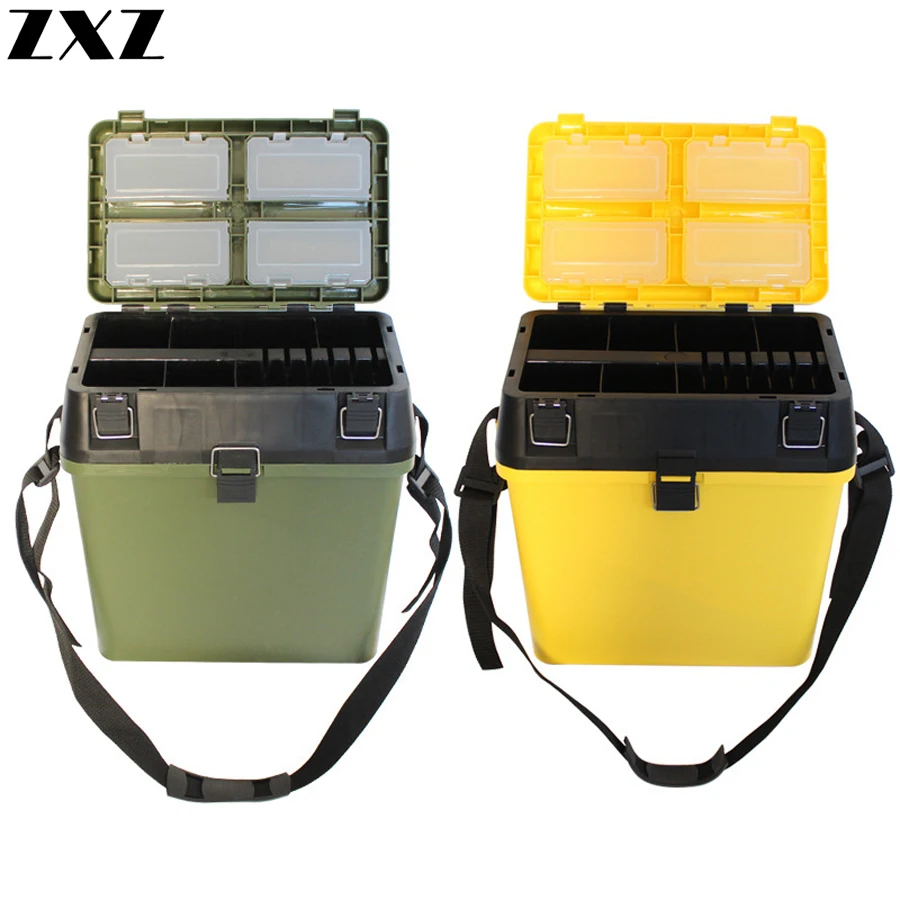 

33*20*37cm Can Carry or Sit Thick Fishing Bucket Live Fish Box Barrel Boxed Storage Lure Bait Hook Line Accessories Tackle Case