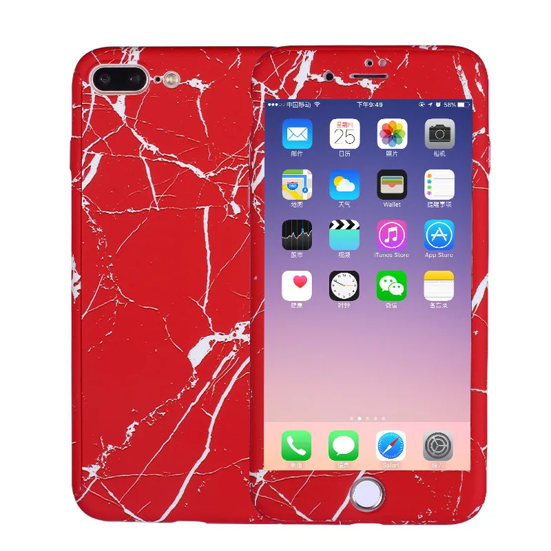 New 2 FTAIDKJ 360 градусов Полная защита тела мраморный камень PC чехол для iphone SE чехол зеленый лист Capa для iphone X 7 6 6S 8 Plus 5 5S - Цвет: New 2
