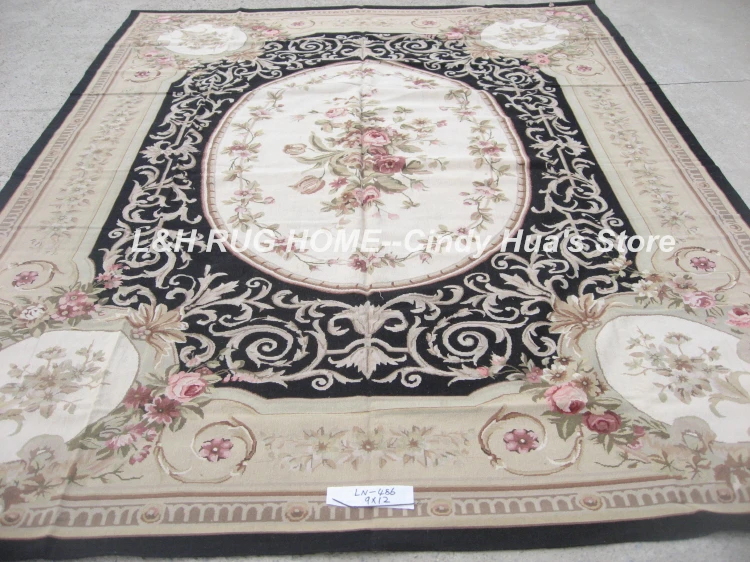 

Free shipping 9'x12' handmade aubusson design needlepoint woolen rugs carpets high quality cheap prices for HOME DECORATION