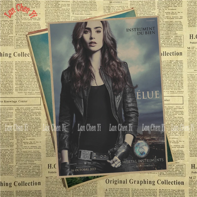 Золотой Sci fi экшн-фильм The Mortal Instruments: Город костей крафт-бумага плакат настенная бумага украшение интерьера - Цвет: Золотой