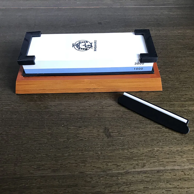 Whetstone1000 3000 точилка для кухонных ножей, камень, профессиональный японский точильный камень для всех ножей, белый корунд, водный камень - Цвет: Bamboo base1000 3000