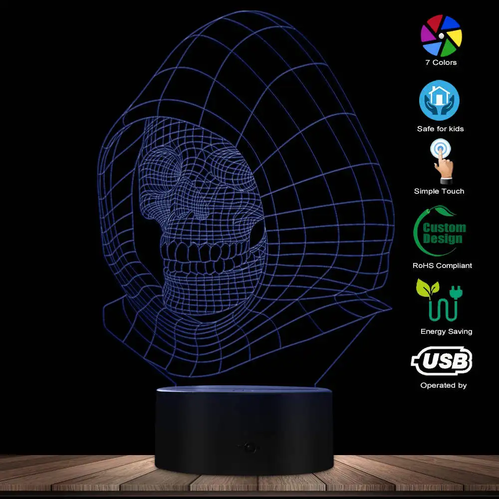 Хэллоуин скелет Скульптура LED Новинка художественная светильник визуальная