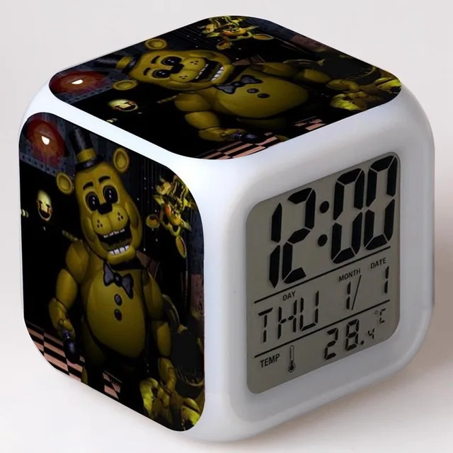 Сливовый FNAF мир цифровой будильник Ночной светильник светодиодный 7 цветов Изменение reloj despertador de cabeceira пять ночей у Фредди детские часы - Цвет: Сливовый