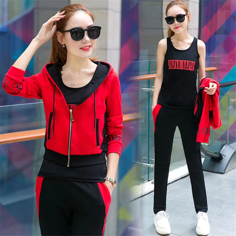 2017 Новинка весны модные 3 предмета Набор трек Костюмы без рукавов топы с