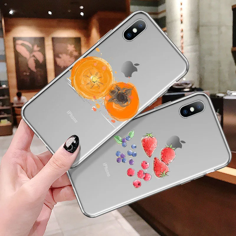 USLION чехол для телефона iPhone 6 6s 7 8 Plus X XS XR Xs Max прозрачный мягкий ТПУ арбуз фрукты