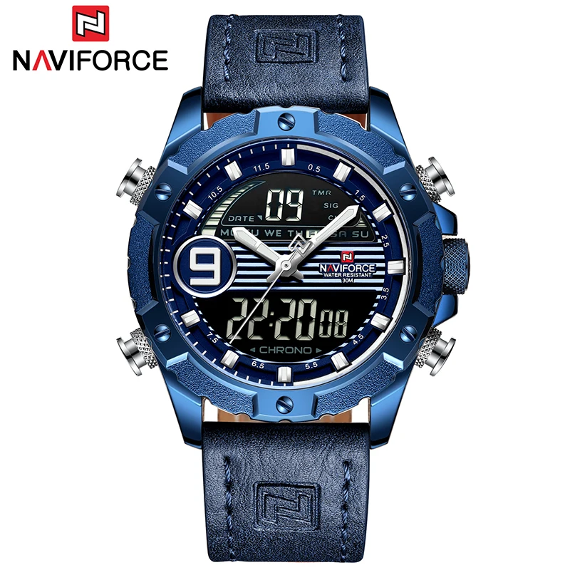 Люксовый бренд NAVIFORCE мужские спортивные часы кварцевые цифровые модные военные