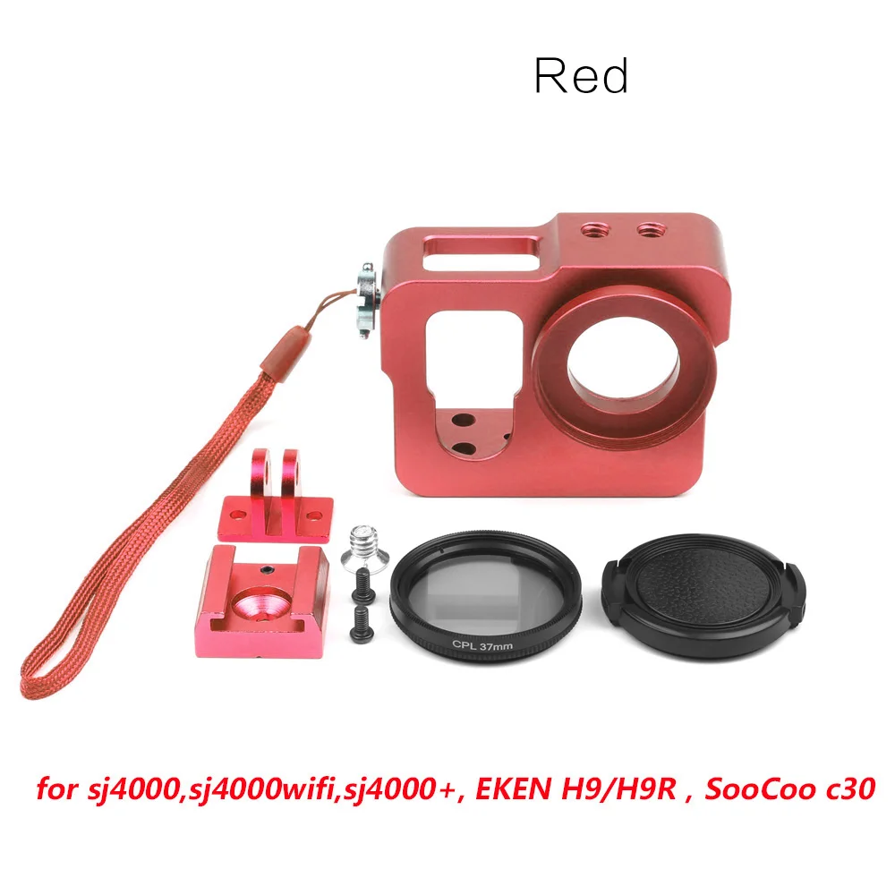 for H9 H9r sj4000 Защитный чехол TUYU из алюминиевого сплава для eken H8R H5S H6S H9r Plus V50 GoPro Hero 4 3+ камера с УФ-крышкой для объектива Go Pro - Цвет: for H9 H9r sj4000