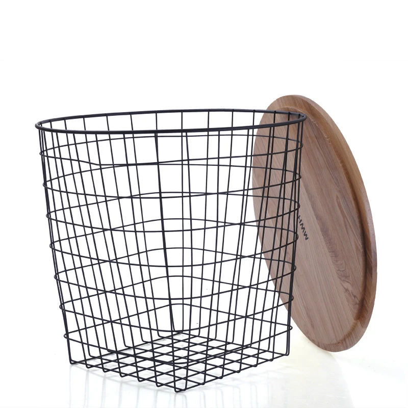 Металлический чайный столик с железной проволокой и деревянным верхом|multifunction