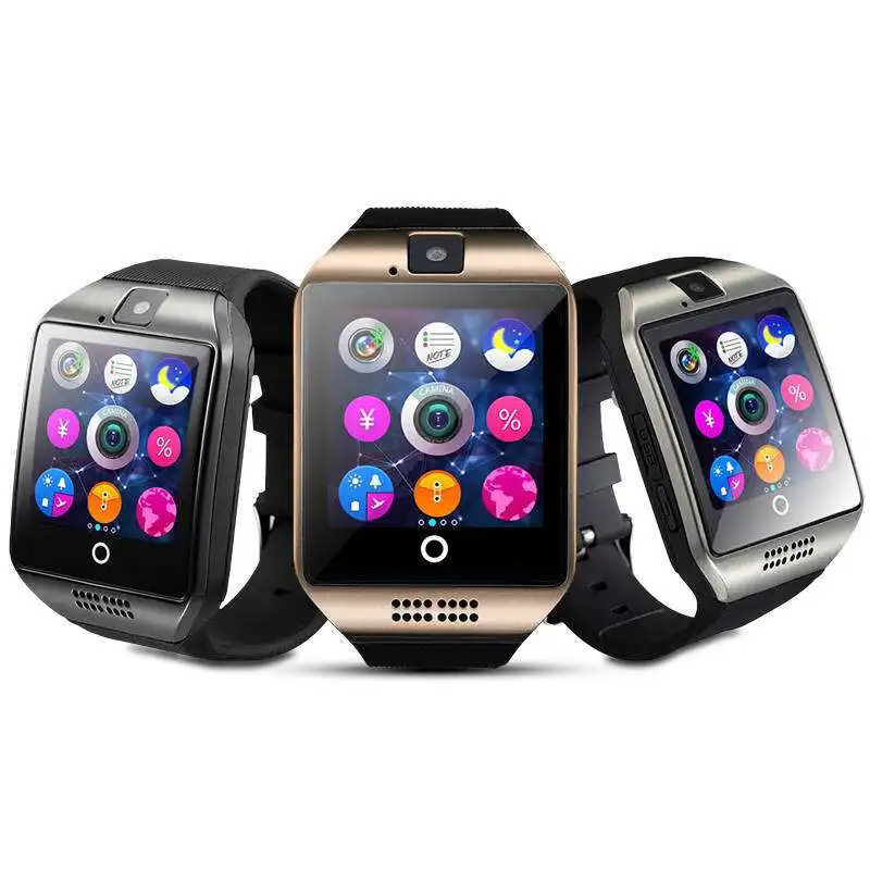 Bluetooth Смарт часы Q18 с камерой Facebook Whatsapp Twitter Синхронизация SMS Smartwatch поддержка sim
