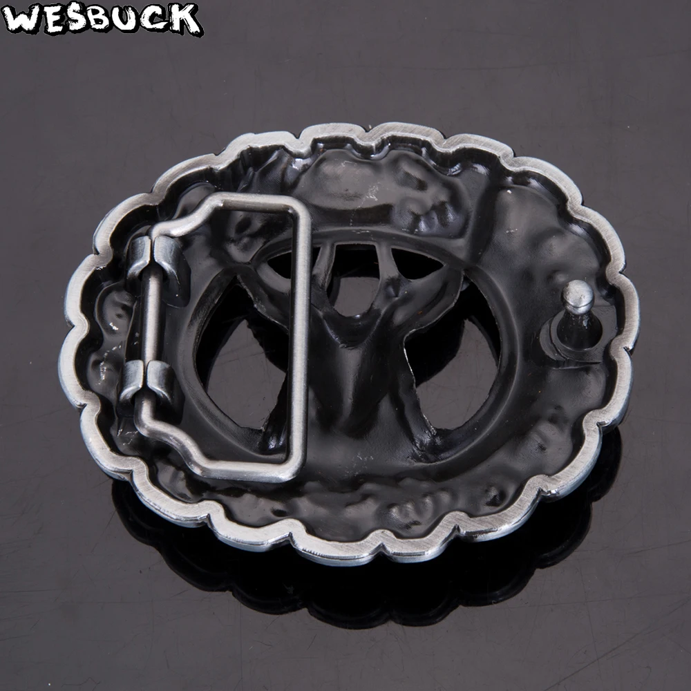 Пряжка для ремня с черным узором в виде головы оленя бронзовая металлическая