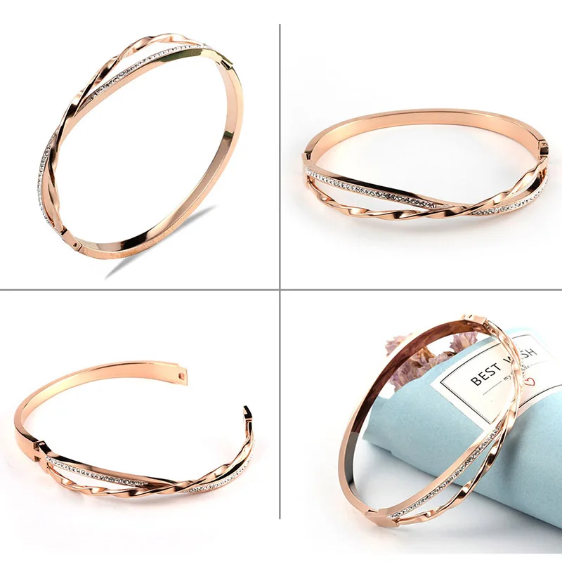 URSJEWELRY высокое качество Титановая сталь римские цифры выдалбливают открытый браслет модные розовое золото женские браслеты-каффы ювелирные изделия