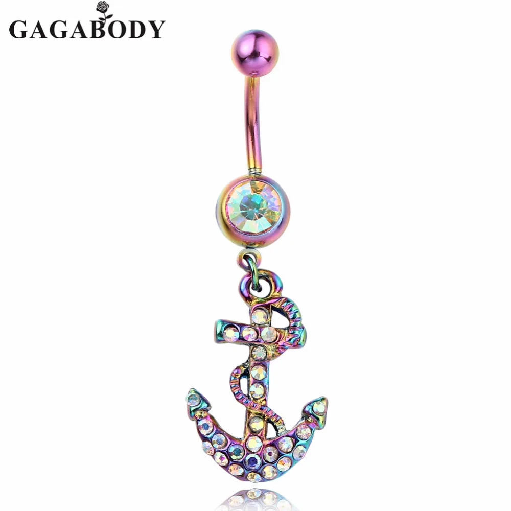 2017 хит продаж прозрачные хирургические Украшения для тела стальной якорь пупка