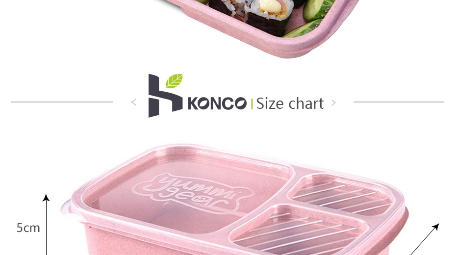 KONCO отдельные Коробки для обедов, 3 слоя портативная коробка для бенто для фруктов Еда, микроволновая печь, герметичные Еда контейнер, Кухня Еда коробка