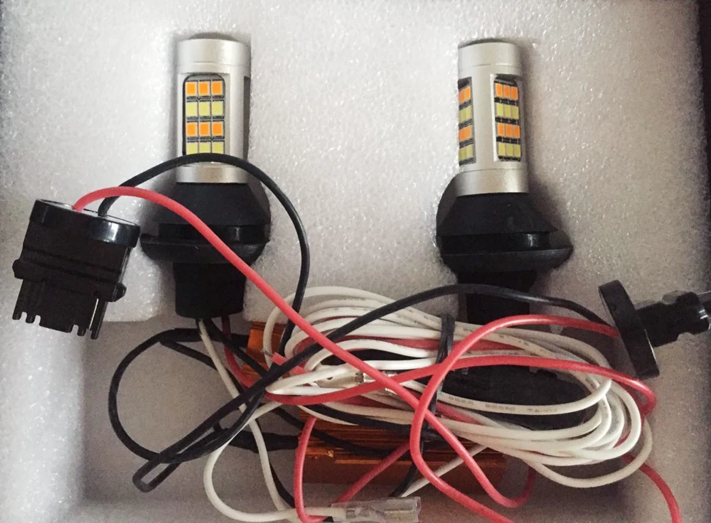 YIJINSHENG T20 Led 42 SMD высокая мощность дневной ходовой светильник+ сигнал поворота DRL двойной режим 1156 T20 T25 7440 SMD WY21W ходовые лампы