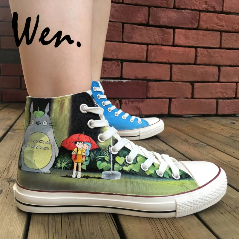 

Wen Design Custom Hand Painted Shoes Anime My Neighbor Totoro Bus Tram High Top Women Men's Canvas Sneakers Lace up Plimsolls