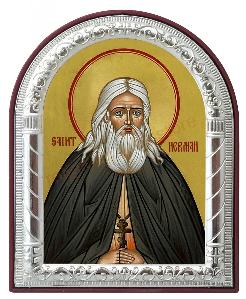 byzantine art catholic pictures of saint Herman Alaska silver metal Gilded the plastic frame home decor christian gifts | Дом и сад