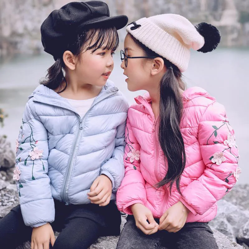 Детская зимняя куртка для девочек Зимний комбинезон с цветочным принтом парка